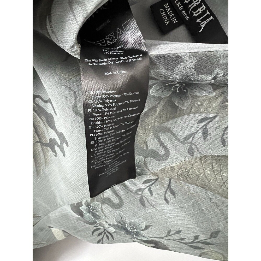 Disturbia Dragon Floral Print Slip Dress Sapphira Midaxi WhimsiGoth Fairy Sz 4 - Picture 12 of 16